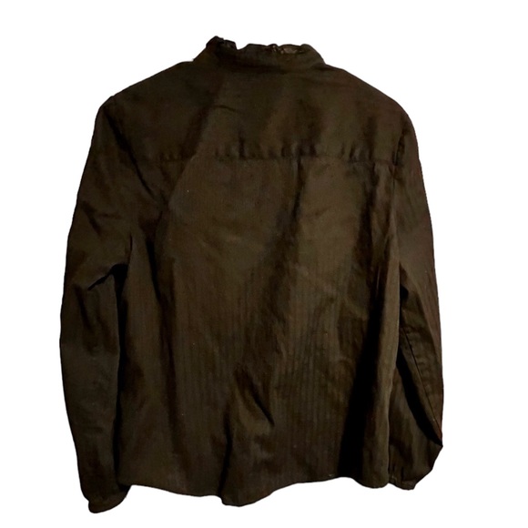 Jones New York Signature black button down, small ruffles alongside buttons - Picture 2 of 8